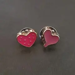 ハート ピンバッジ アクセサリ ピンズ ブローチ 2個セット