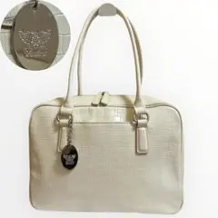 大人気!!HAMANO ハマノ ミニ ボストンバッグ クロコ型押し ロゴチャーム