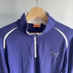 PUMA プーマ ハーフジップ 長袖 トレーナー 紫 パープル ドローコード M