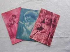 ポストカード 写真カード 3枚 子ども 人形 セピア色 1920年代/K719