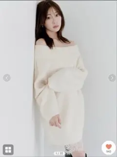 snidel ニットセットキャミミニワンピース アイボリー フリーサイズ