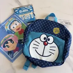 Doraemon ドラえもん幼児小型リュック 青 水玉と景品ハンカチ二枚のサムネイル
