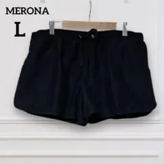 MERONA ブラックショートパンツ ドローストリング付き【L】