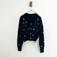 GRL グレイル　ハート柄刺繍 カーディガン Fサイズ　ブラック　黒