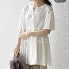 極美品✨定価1.5万❤️ 白 洗える カットジャガードシフォン2WAY