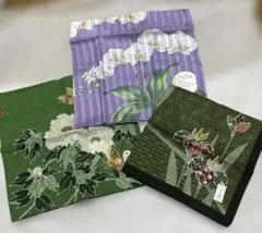 新品　大判ハンカチ2枚とハンカチ1枚まとめ売り　わさび染　いぐさ染