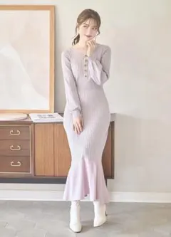 tocco closet 前後2WAY裾ジョーゼット リブニット ワンピース