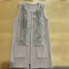 ファー付きグレーニットベスト