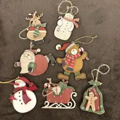 木製クリスマスオーナメント7点セット