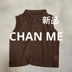 CHAN ME チャンミ　人気　ノースリーブメランジポロトップス