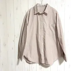 試着のみ　GU ジーユー　ストライプシャツ　ベージュ　M
