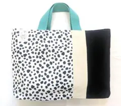 北欧✱レッスンバッグ✱大きめ✱マチ付き✱切替パッチ✱アニマルグリーン