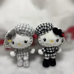 ハローキティ ミミィ モノクロガーリーふたごコーデ ぬいぐるみ キーホルダー