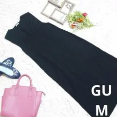 ♥GU♥ノースリーブニットワンピース(M)ブラック/シンプル