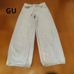 GU ライトブルー ワイドレッグデニムSサイズ