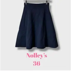 ノーリーズ　フレアスカート　膝丈　あったか　裏地あり　紺　ネイビー　36