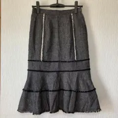 【美品】フレアスカート 黒と白のツイード