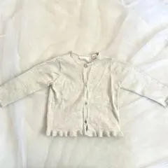 ZARA 裾フリル クルーネック ニットカーディガン