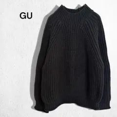 ジーユー GU チャンキーニットハイネックセーター ローゲージ リブ編み L