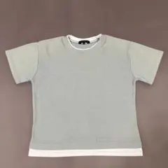 AQUA HISTORY くすみグリーン 半そでTシャツ 140ワッフル重ね着のサムネイル