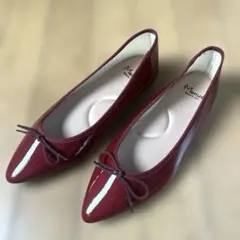 Maman リボン付きレッドフラットシューズ