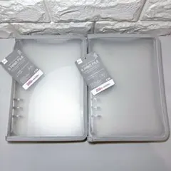 ダイソー　6リングファイル　A5　グレー　灰色　2個　ジッパー付き　シール帳