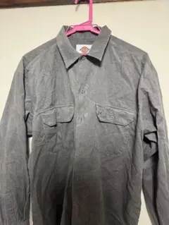 Dickies コーデュロイ　長袖シャツ M グレー ポケット付き