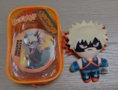 ヒロアカ 　USJコラボ　爆豪勝己 ぬいぐるみ　クリアポーチ　缶バッチ　セット