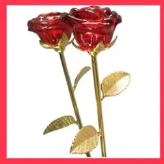 クリスタル ローズ バラ 薔薇 花 置物 赤 オシャレ ガラス 在庫限り