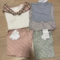 新品未使用　100サイズ 半袖3点　ワンピ1点 4点セット　花柄　星　女の子