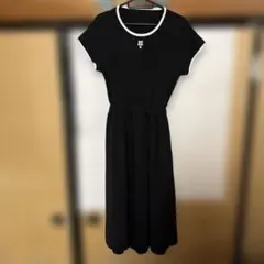 MARY QUANT ブラック半袖カットソーワンピース