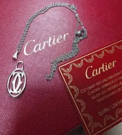 【正規 美品】Cartier ロゴ2Cシルバー銀色チャーム/ネックレスチェーンのサムネイル