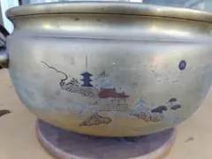 銅製火鉢 武士の彫刻付き コメント先にお願いします - メルカリ