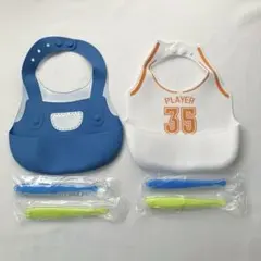 【新品・未使用】お食事エプロン 離乳食 ベビー シリコン 防水 2枚セット