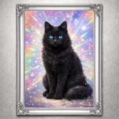 黒耀蒼瞳霊輝 黒猫 開運アート