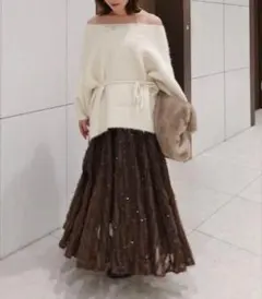 COCO DEAL ウェーブフラッフィーフレアスカート