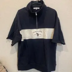 U.S. POLO ASSN. ネイビー/ホワイト ポロシャツ M