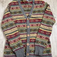 アーバンリサーチ幾何学模様ウール混紡カーディガンサイズL