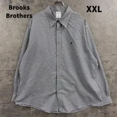 ブルックスブラザーズ 紺×白 XXL 長袖シャツ ギンガムチェック【5744】