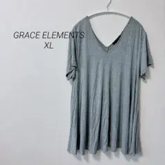 GRACE ELEMENTS 【 XL 】 ミストグレー Vネック半袖チュニック