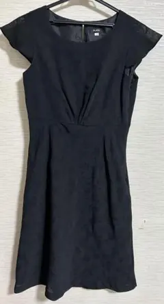 フォーマル ブラック 半袖 フレア ワンピース 11号