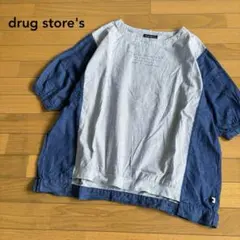 drug store's 異素材切り替えプルオーバー 半袖 ゆったり サイズ3