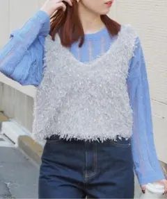 フリンジニットベスト