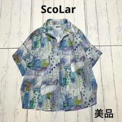 【美品】ScoLar 水彩画風プリントスキッパーシャツ　オーバーサイズのサムネイル