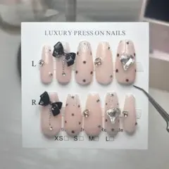 現品 ネイルチップ ワンホン リボン うるちゅる スナ系 バレエコア 量産