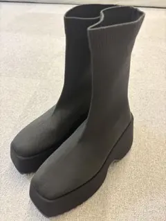 厚底ニットブーツ