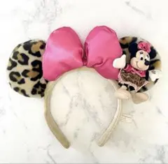 ディズニーリゾート　ミニー カチューシャ ヒョウ柄　ぬいぐるみ付き