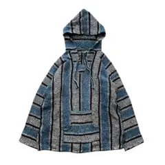 メキシカンパーカー L相当 グレー ブルー プルオーバー フーディー