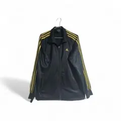 adidas アディダス トラックジャケット ブラック×ゴールド XL相当 薄手
