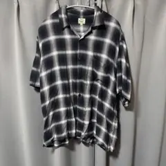 Schott ショット シャツ 半袖 オンブレチェック 両ポケット 開襟 L